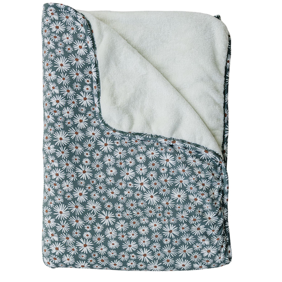 Dark Green Daisy Bamboo Fleece Quilt Mebie Baby 