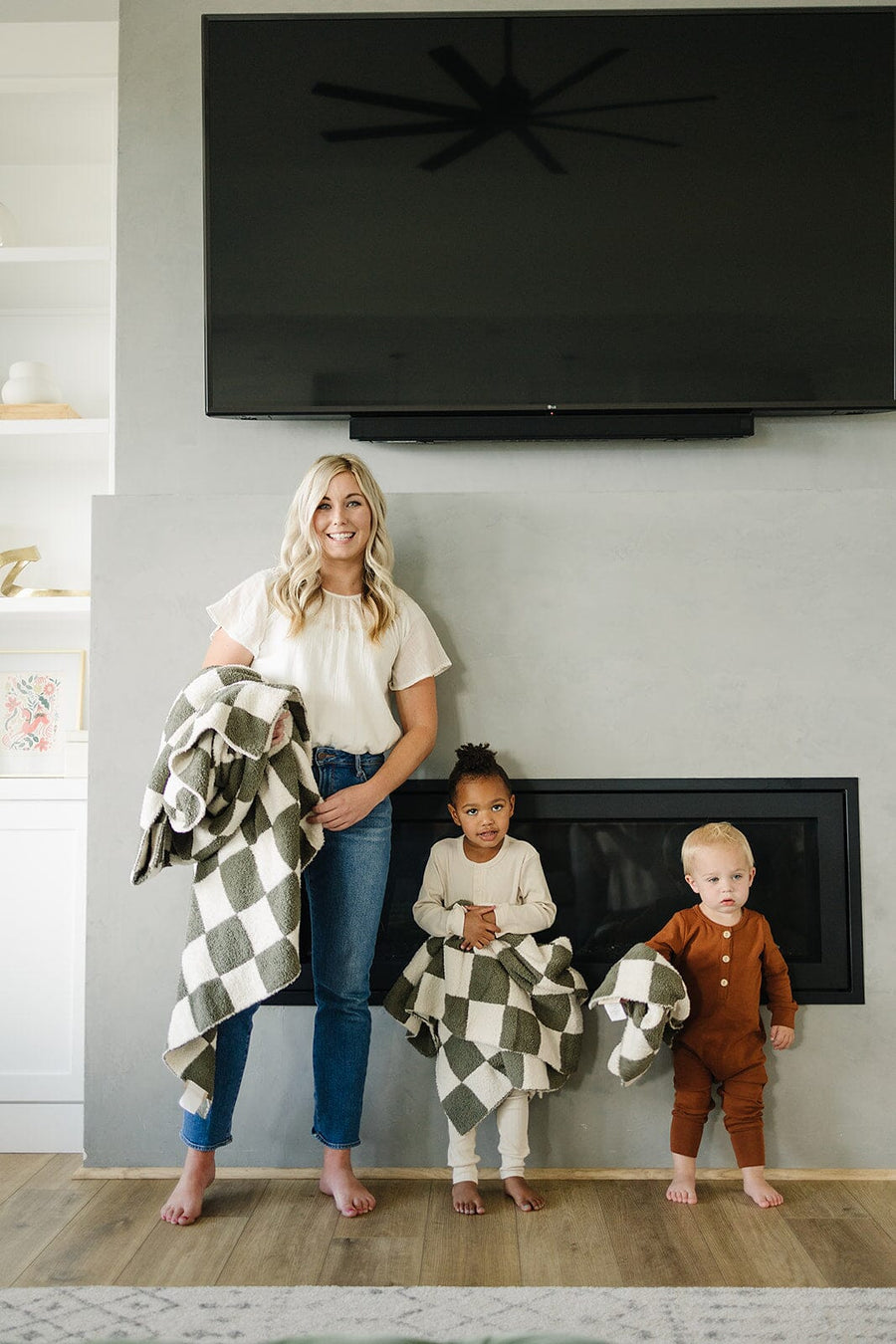 Green Checkered Plush Blanket Mebie Baby 