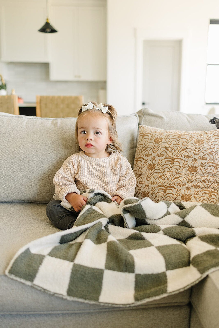 Green Checkered Plush Blanket Mebie Baby 