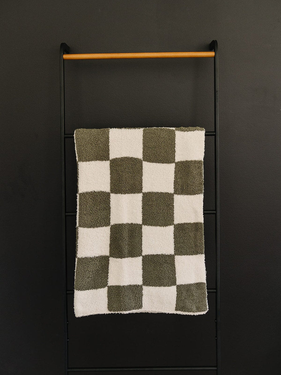 Green Checkered Plush Blanket Mebie Baby 