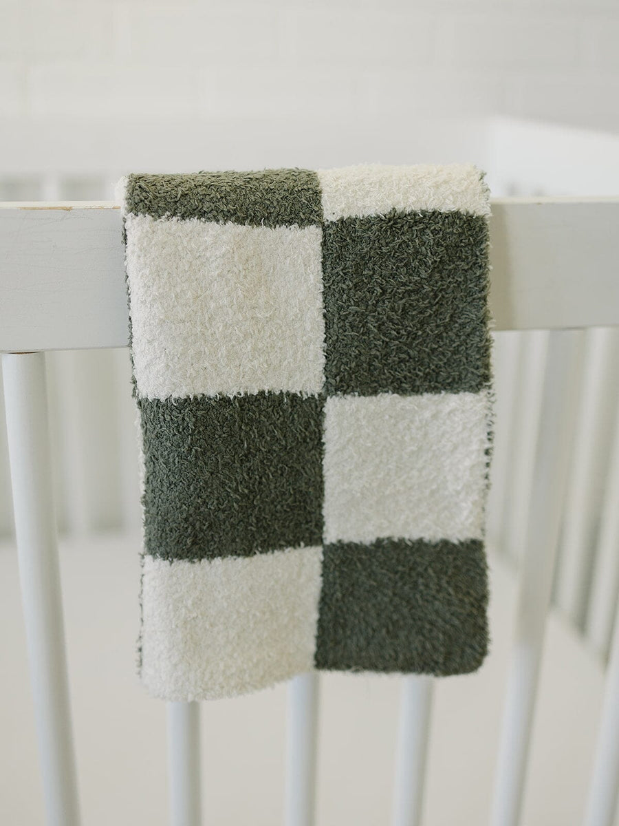 Green Checkered Plush Blanket Mebie Baby 