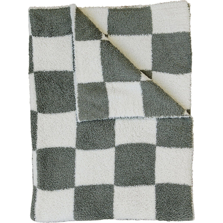 Green Checkered Plush Blanket Mebie Baby 