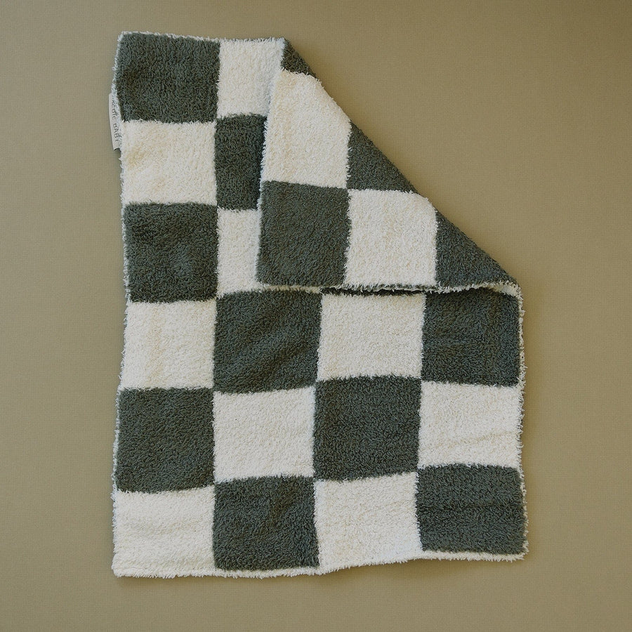 Green Checkered Plush Blanket Mebie Baby 