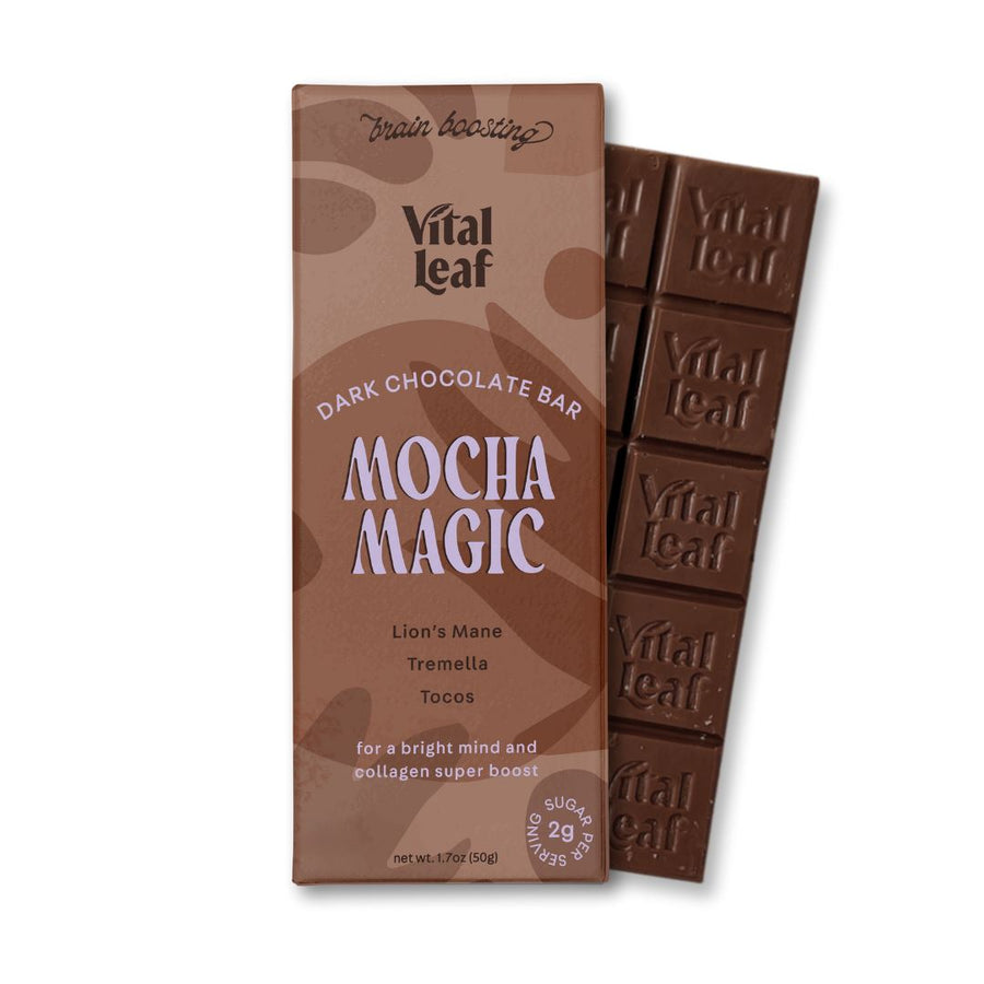 Mocha Magic Dark Chocolate Bar: Brain Power + Collagen Boost Pantry Vital Leaf 