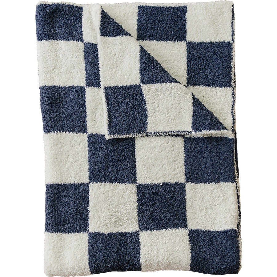 Navy Checkered Plush Blanket Mebie Baby 