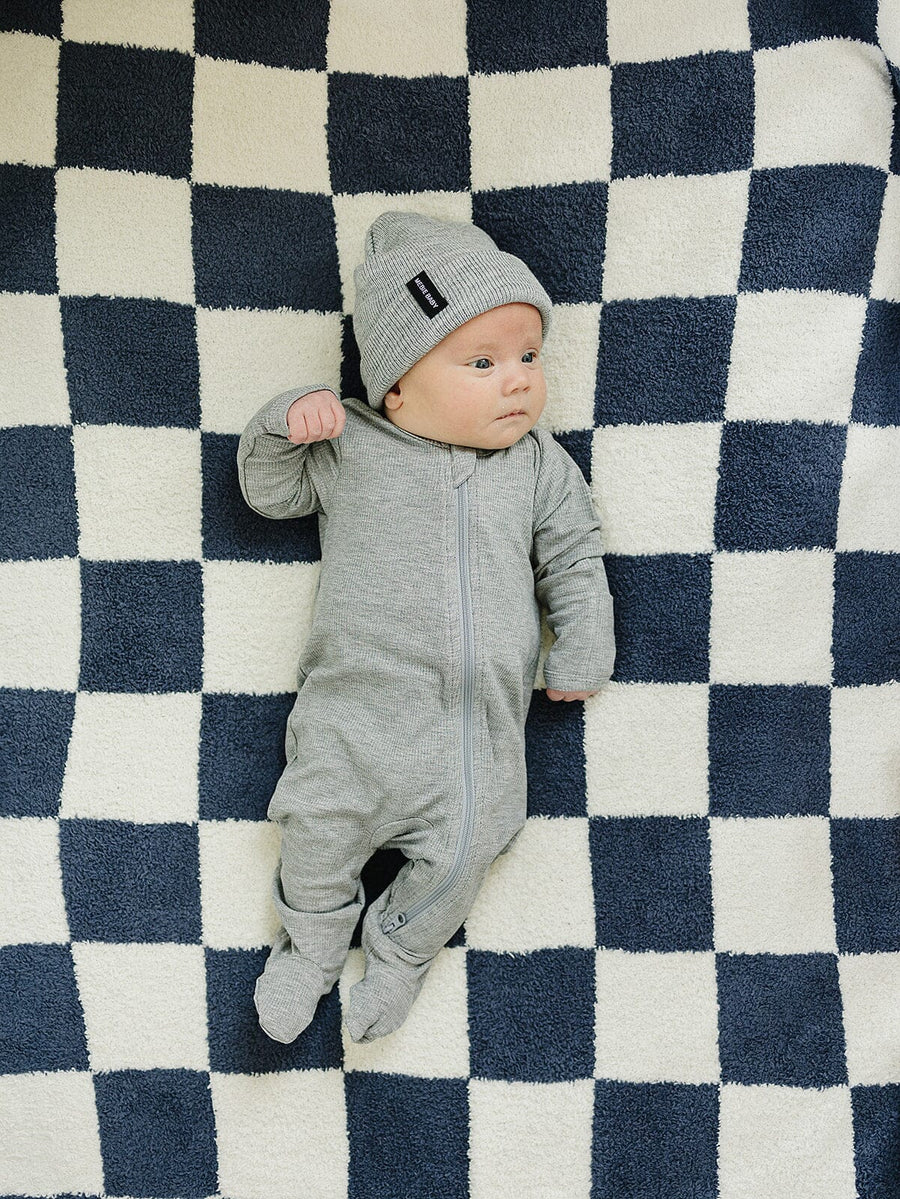 Navy Checkered Plush Blanket Mebie Baby 