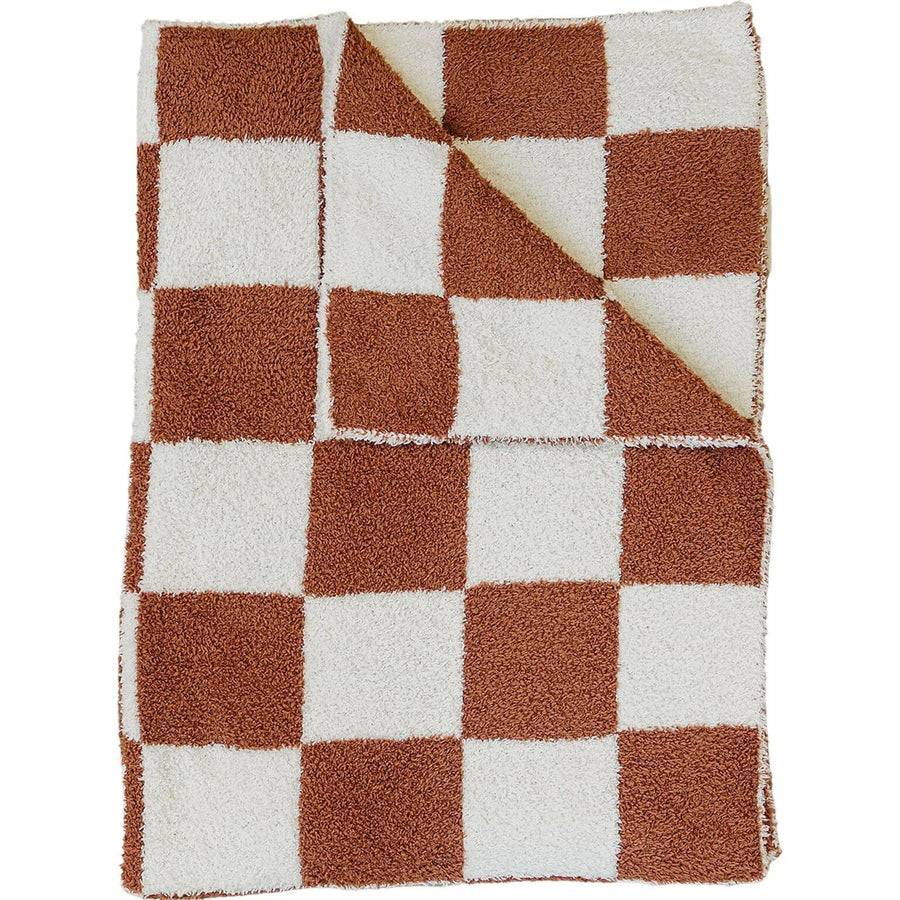 Rust Checkered Plush Blanket Mebie Baby 