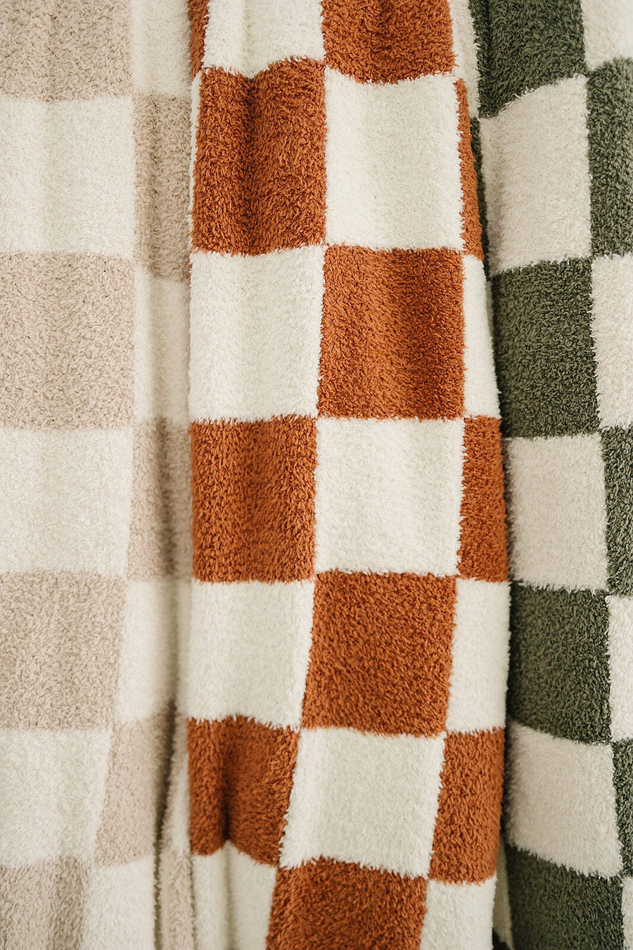 Rust Checkered Plush Blanket Mebie Baby 