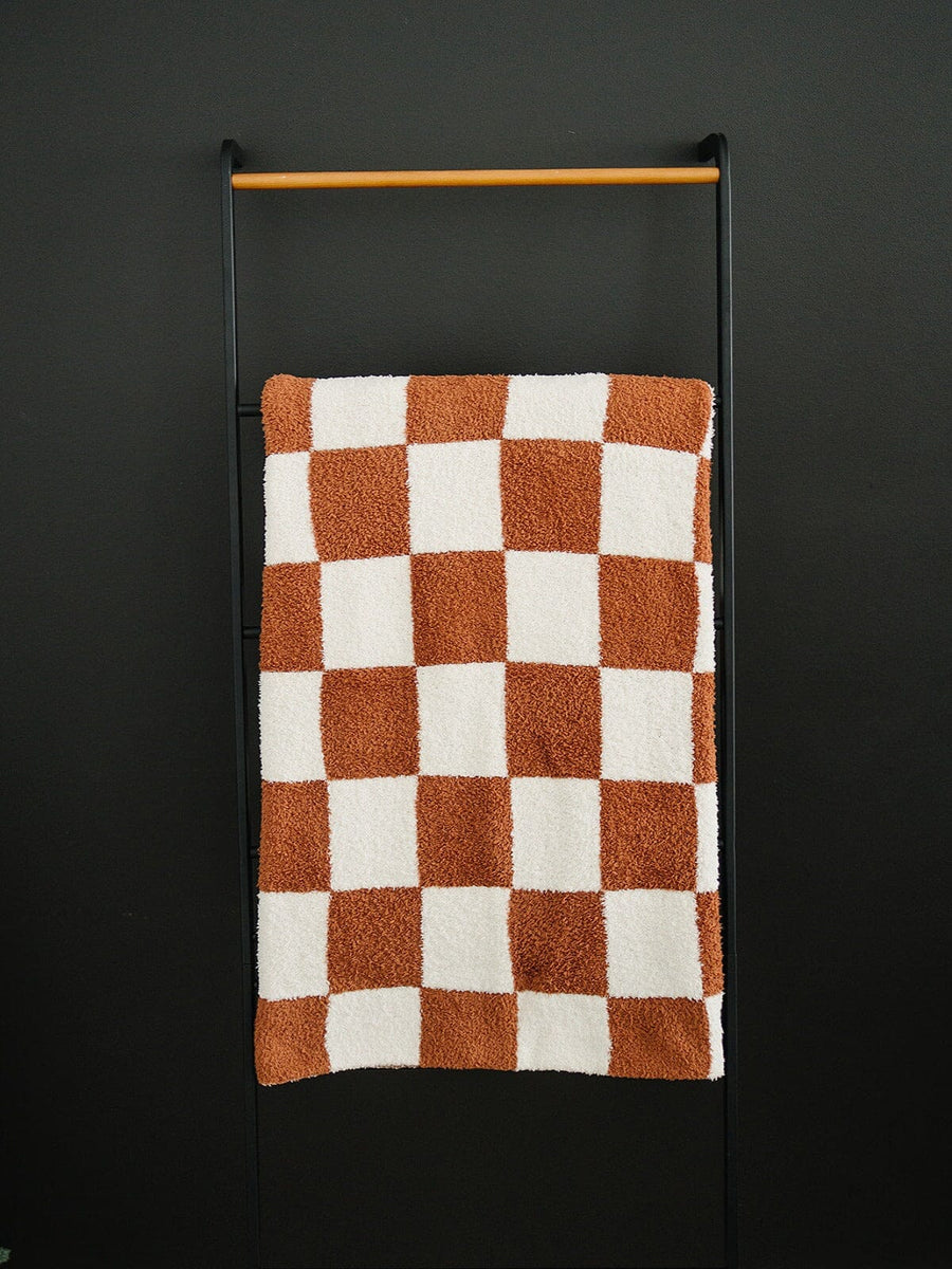 Rust Checkered Plush Blanket Mebie Baby 