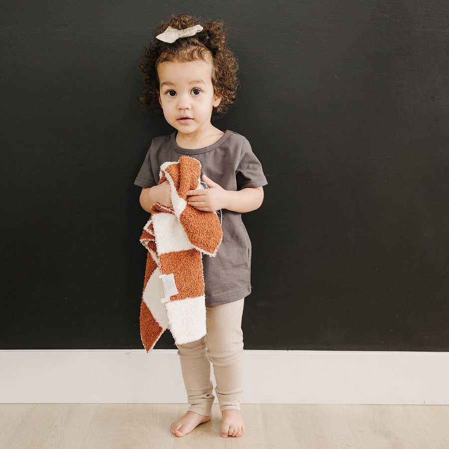 Rust Checkered Plush Blanket Mebie Baby 