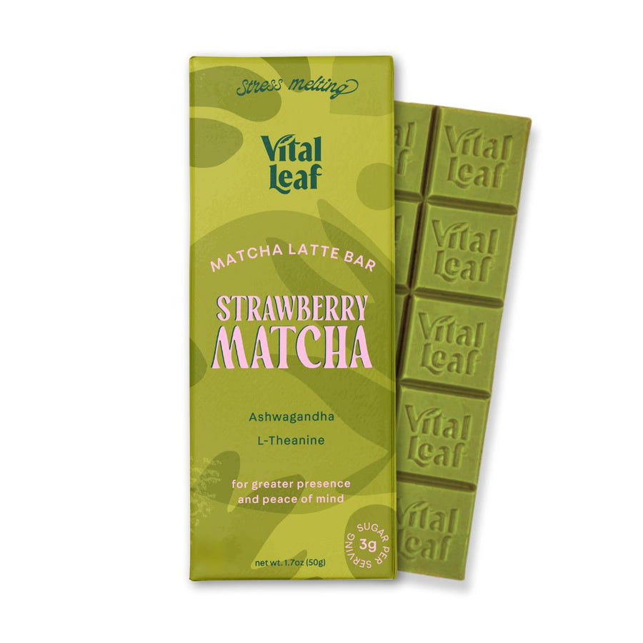 Strawberry Matcha Latte Chocolate Bar: Less Stress + Better Focus Pantry Vital Leaf 