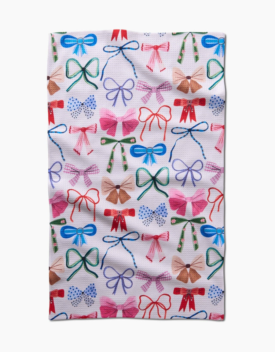 Super Absorbent Kitchen Tea Towels Tabletop Geometry Bows 