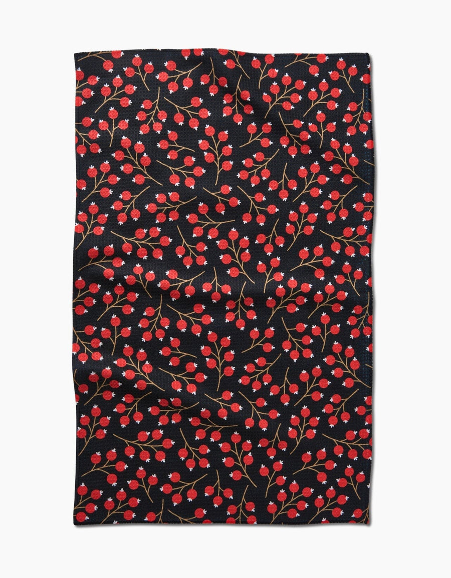 Super Absorbent Kitchen Tea Towels Tabletop Geometry Christmas Berries 