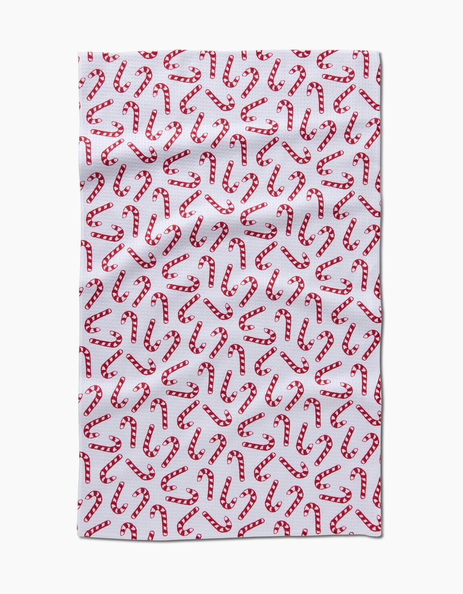 Super Absorbent Kitchen Tea Towels Tabletop Geometry Christmas Candy Canes 