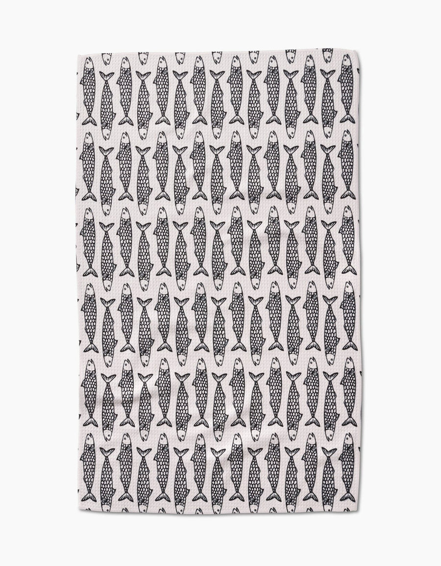 Super Absorbent Kitchen Tea Towels Tabletop Geometry Fish Friends 