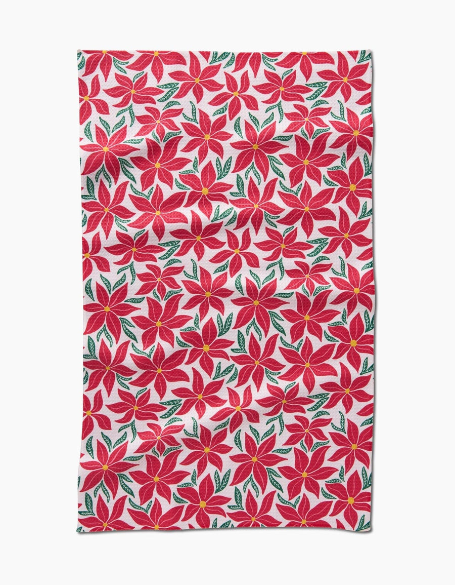 Super Absorbent Kitchen Tea Towels Tabletop Geometry Poinsettia party 