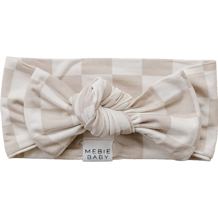 Taupe Checkered Bamboo Head Wrap Mebie Baby 