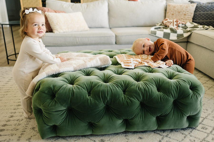 Taupe Checkered Plush Blanket Mebie Baby 