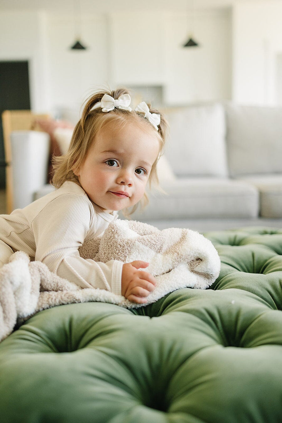 Taupe Checkered Plush Blanket Mebie Baby 