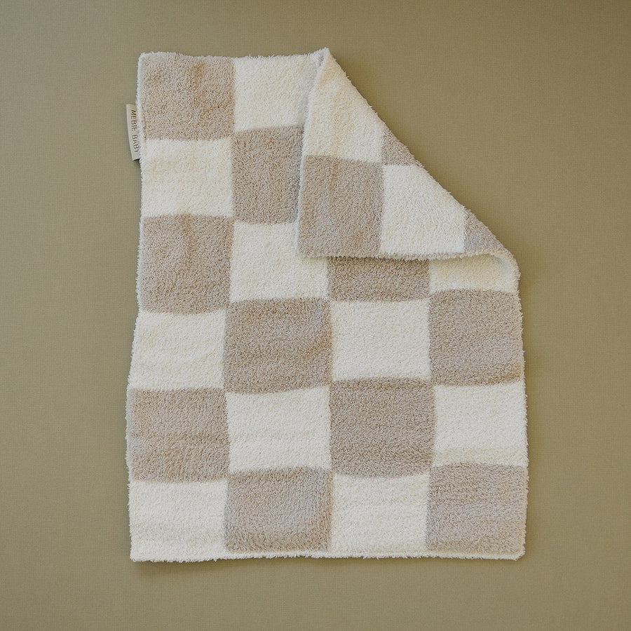 Taupe Checkered Plush Blanket Mebie Baby 